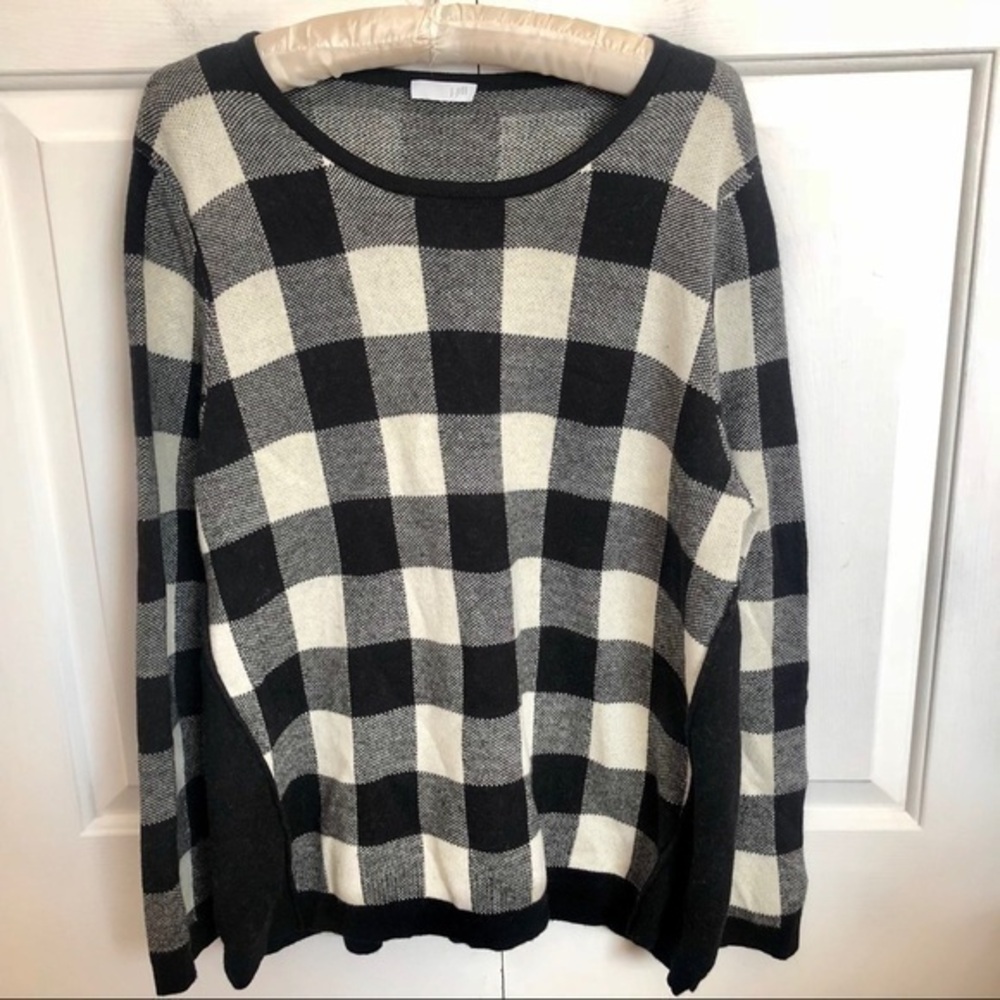 J Jill wool blend gray black checkered sweater